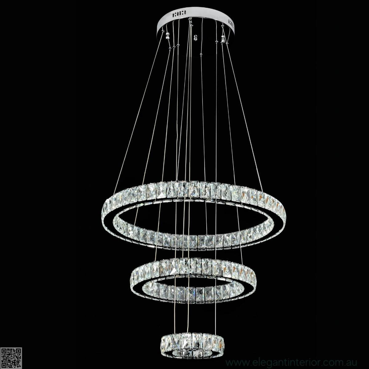 Diana- 3 Ring Crystal Chandlier