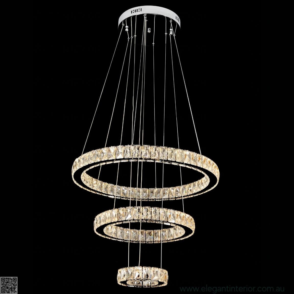 Diana- 3 Ring Crystal Chandlier