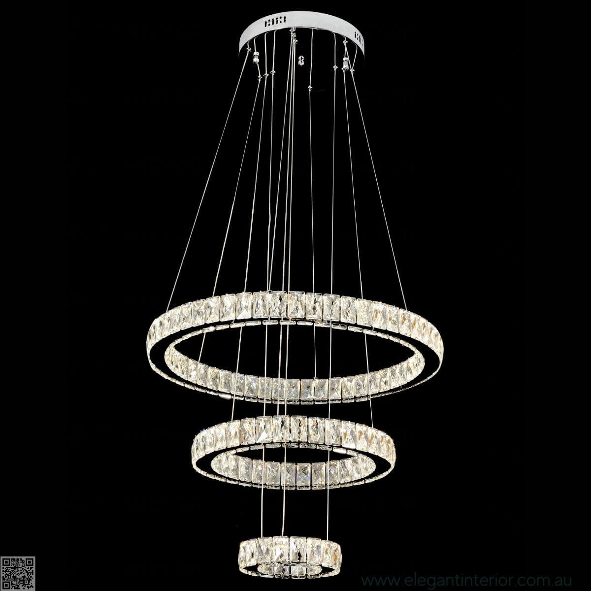 Diana- 3 Ring Crystal Chandlier