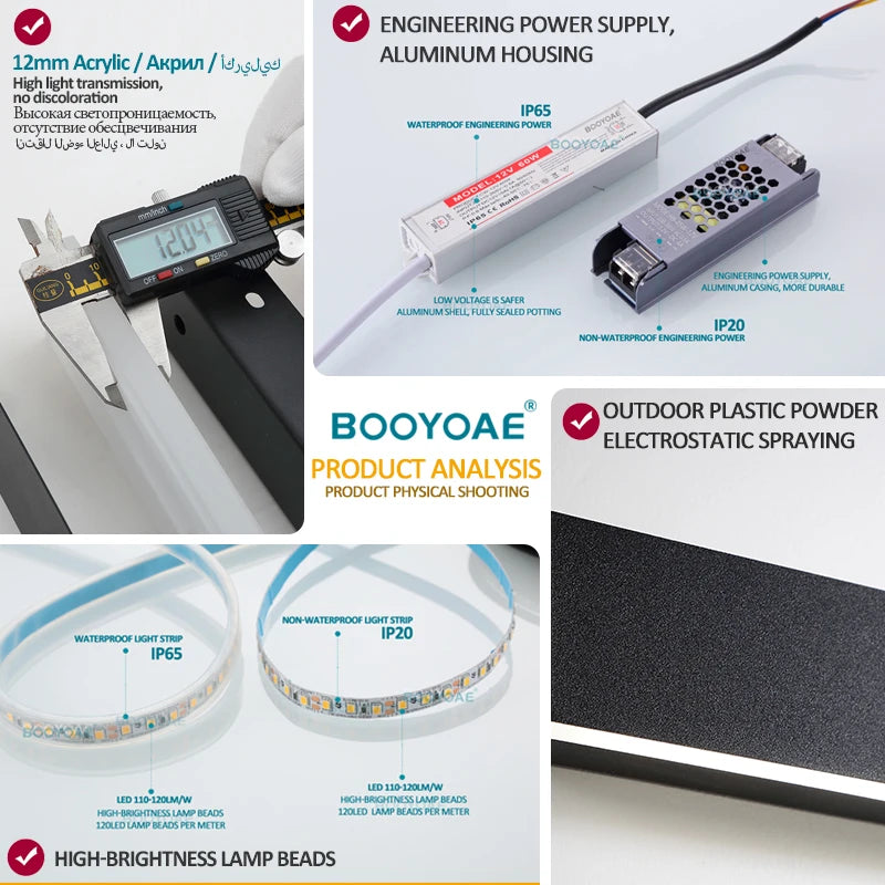 BOOYOAE Modern Waterproof LED Wall Lamp