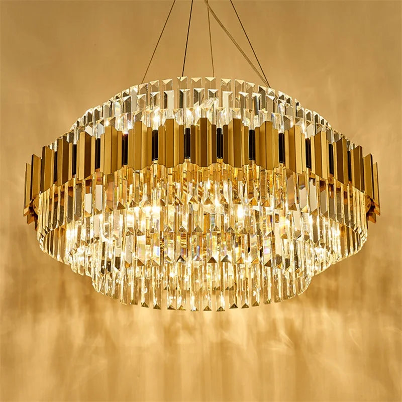 Postmodern Crystal Stainless Steel LED Chandelier
