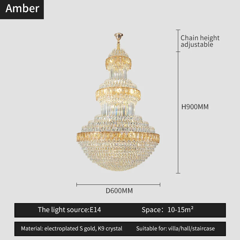 Duplex Villa Floor Luxury Crystal Chandelier Postmodern Light Luxury Hotel Lobby Sales Office Exhibition Hall Lighting