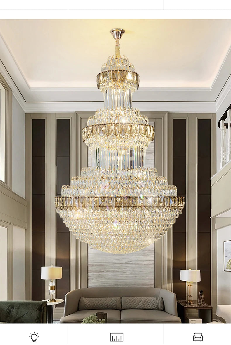 Duplex Villa Floor Luxury Crystal Chandelier Postmodern Light Luxury Hotel Lobby Sales Office Exhibition Hall Lighting