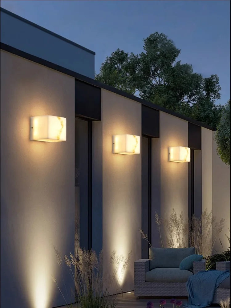 Dimmable LED Marble Cube Wall Light – Waterproof & Elegant Design