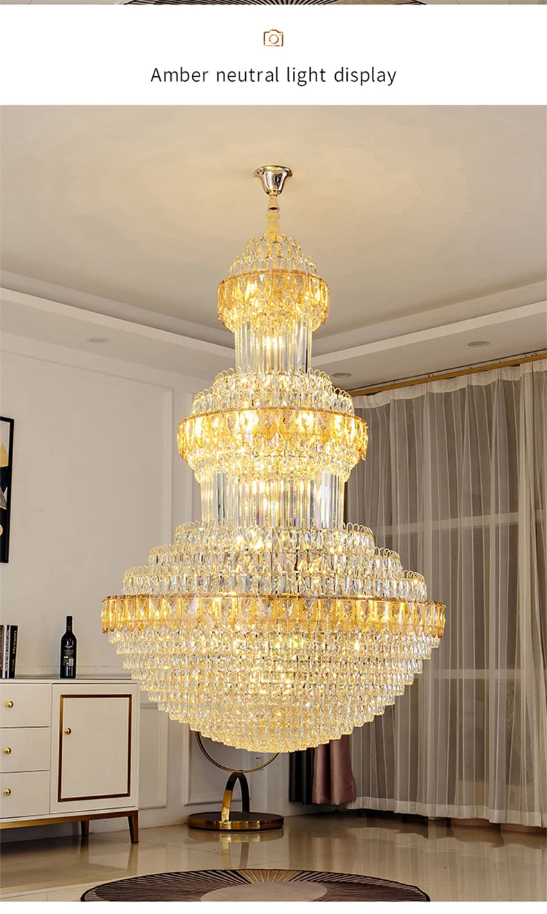 Duplex Villa Floor Luxury Crystal Chandelier Postmodern Light Luxury Hotel Lobby Sales Office Exhibition Hall Lighting
