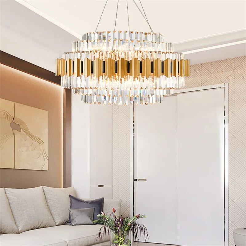 Postmodern Crystal Stainless Steel LED Chandelier