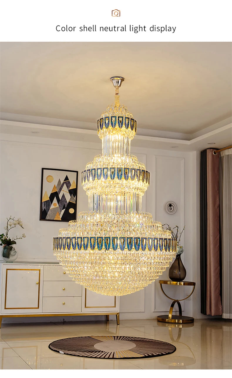 Duplex Villa Floor Luxury Crystal Chandelier Postmodern Light Luxury Hotel Lobby Sales Office Exhibition Hall Lighting