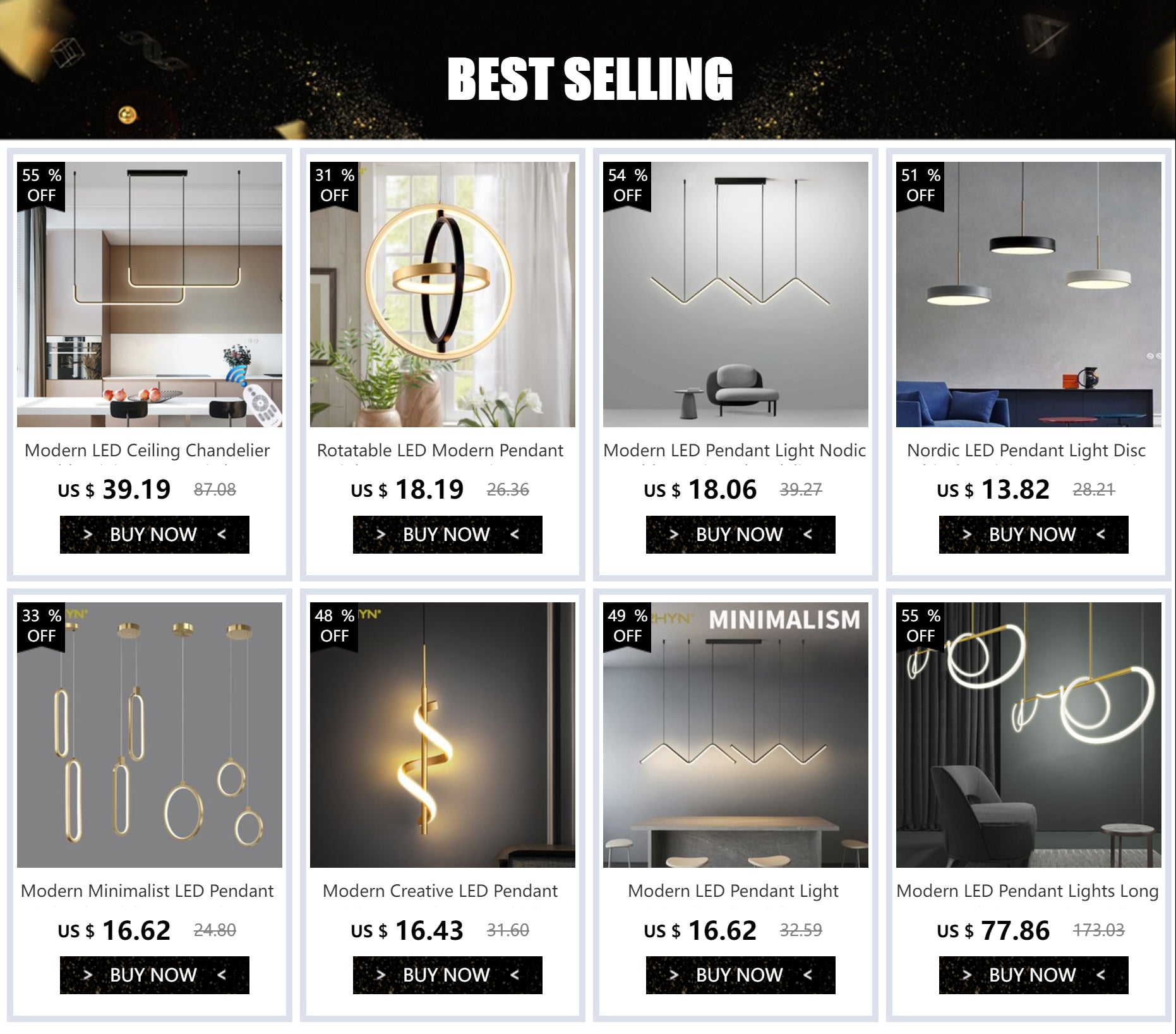 Modern Z-Shape Pendant Light