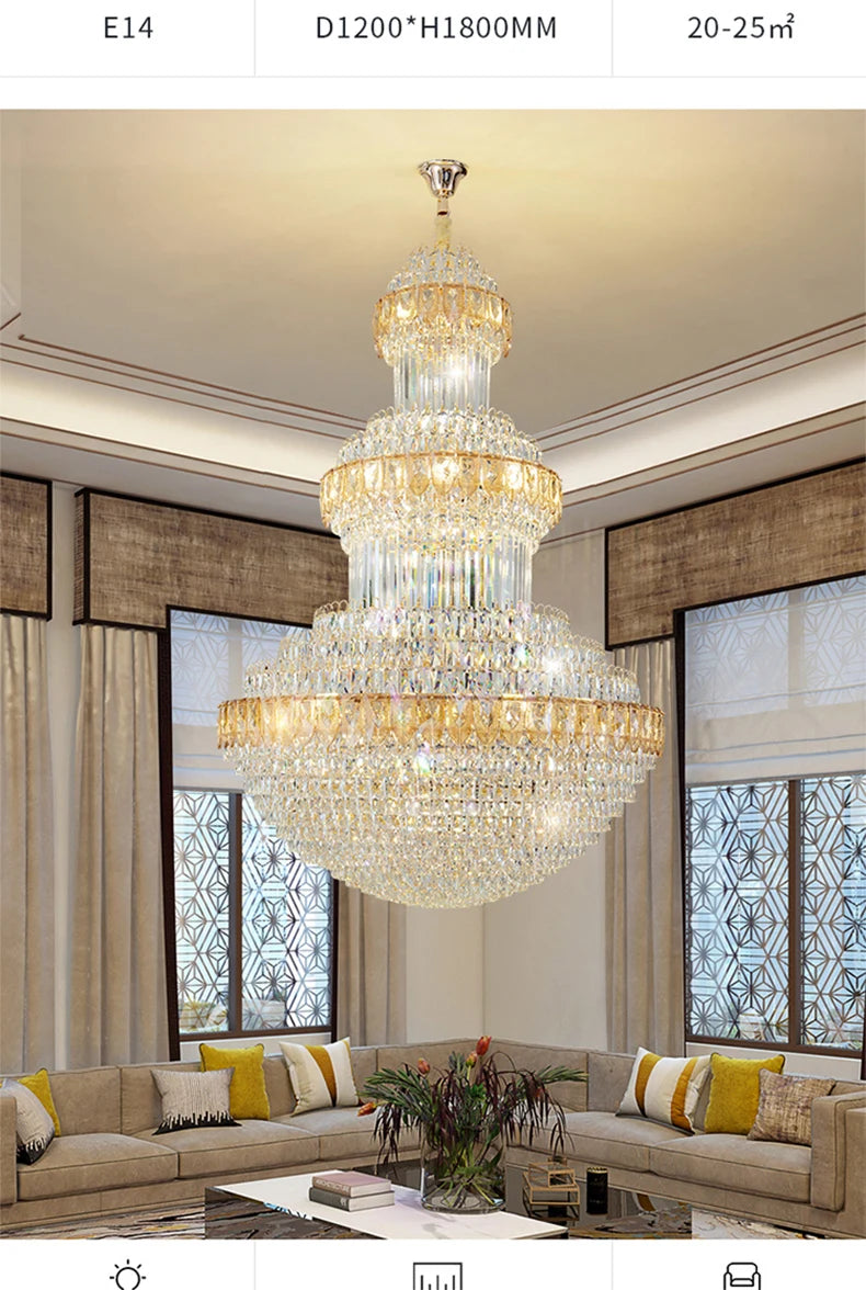 Duplex Villa Floor Luxury Crystal Chandelier Postmodern Light Luxury Hotel Lobby Sales Office Exhibition Hall Lighting