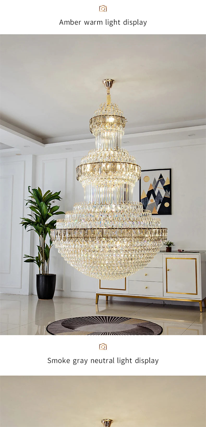 Duplex Villa Floor Luxury Crystal Chandelier Postmodern Light Luxury Hotel Lobby Sales Office Exhibition Hall Lighting