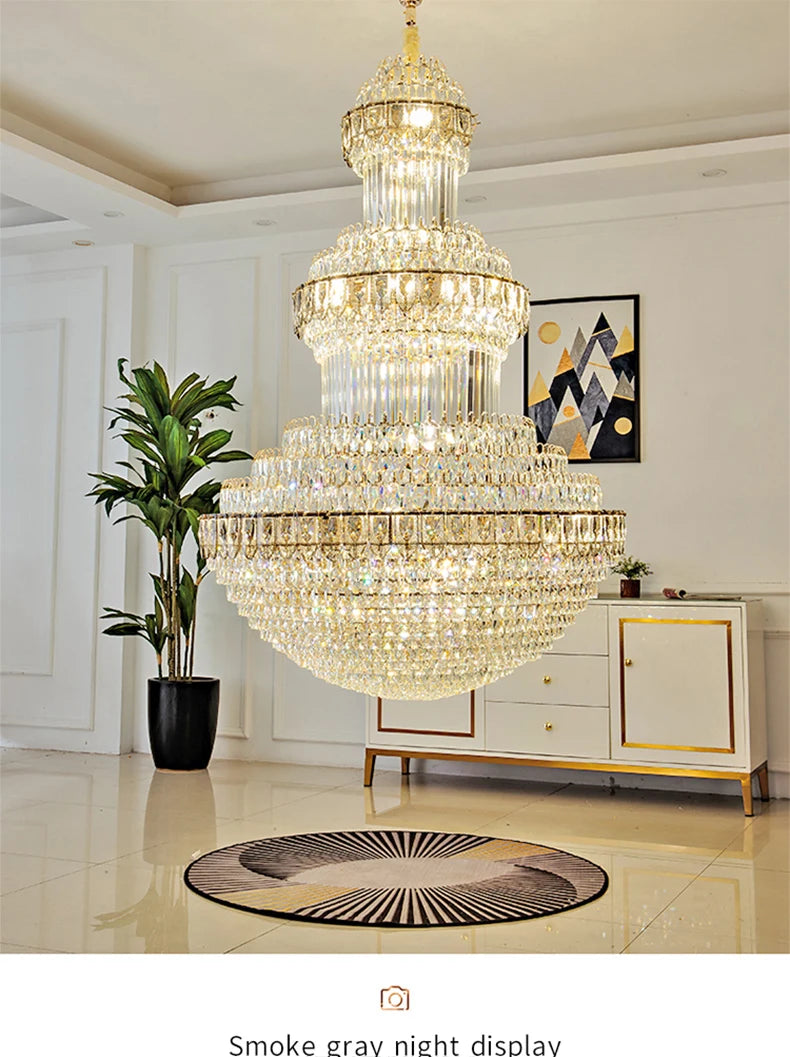 Duplex Villa Floor Luxury Crystal Chandelier Postmodern Light Luxury Hotel Lobby Sales Office Exhibition Hall Lighting
