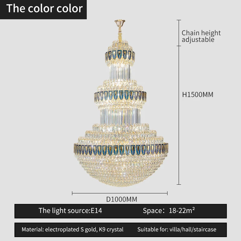 Duplex Villa Floor Luxury Crystal Chandelier Postmodern Light Luxury Hotel Lobby Sales Office Exhibition Hall Lighting