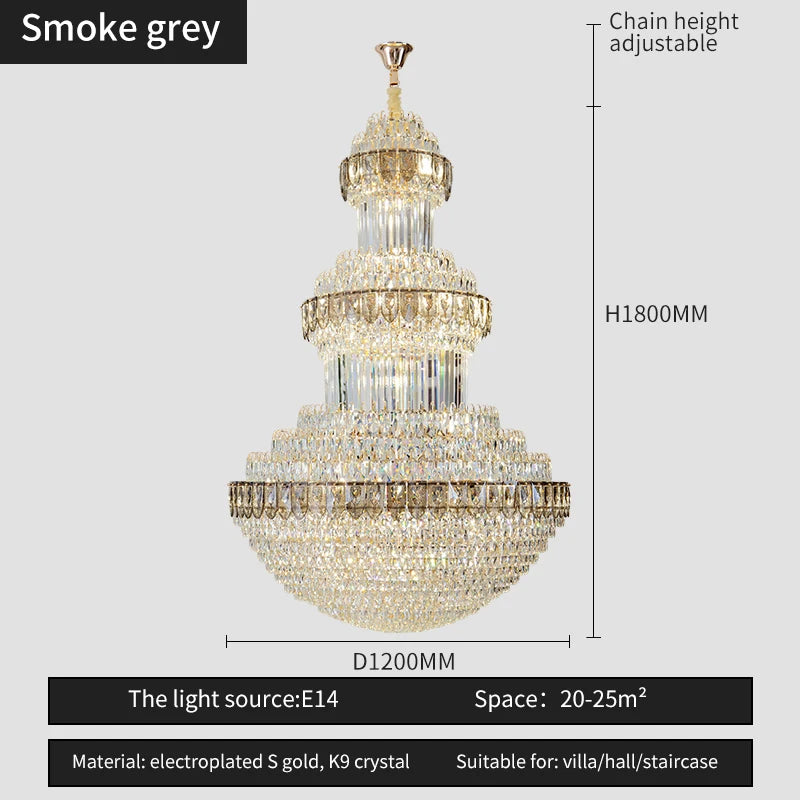 Duplex Villa Floor Luxury Crystal Chandelier Postmodern Light Luxury Hotel Lobby Sales Office Exhibition Hall Lighting