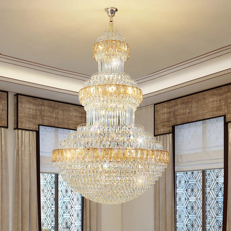Duplex Villa Floor Luxury Crystal Chandelier Postmodern Light Luxury Hotel Lobby Sales Office Exhibition Hall Lighting
