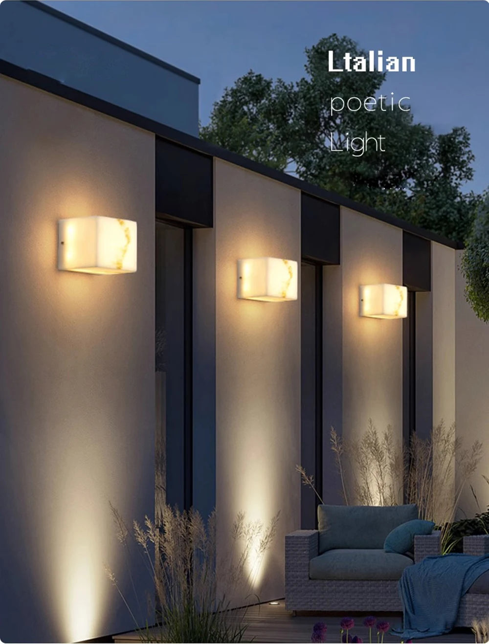 Dimmable LED Marble Cube Wall Light – Waterproof & Elegant Design