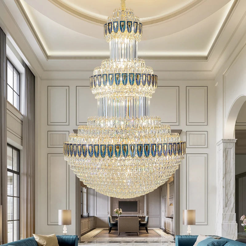 Duplex Villa Floor Luxury Crystal Chandelier Postmodern Light Luxury Hotel Lobby Sales Office Exhibition Hall Lighting
