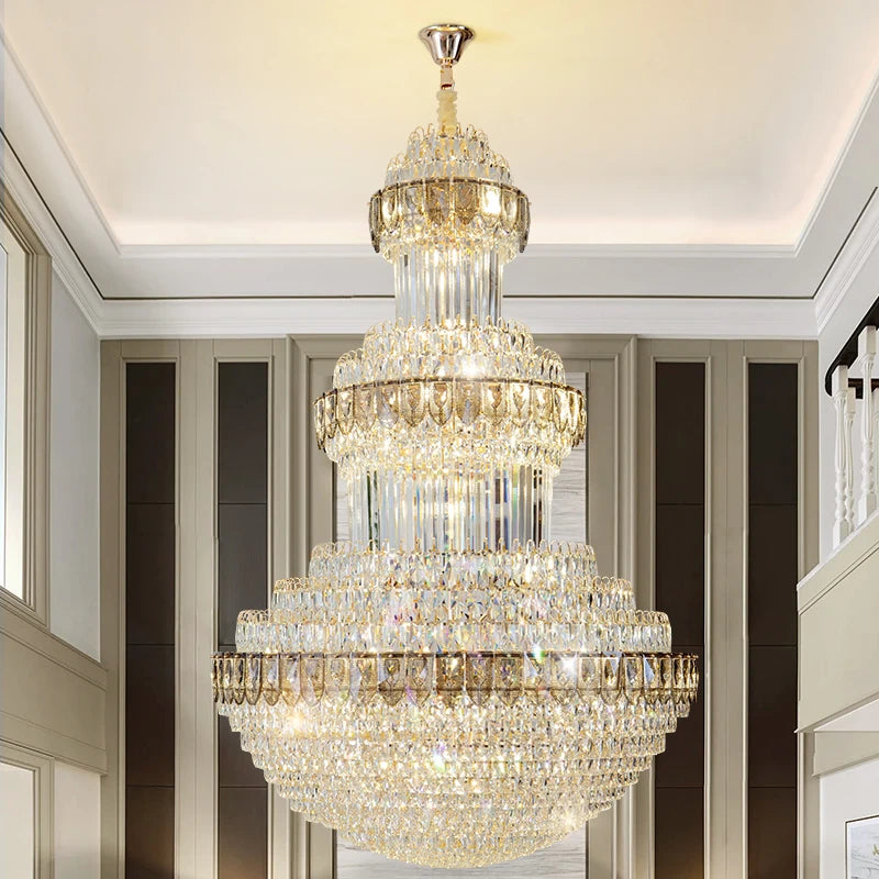 Duplex Villa Floor Luxury Crystal Chandelier Postmodern Light Luxury Hotel Lobby Sales Office Exhibition Hall Lighting