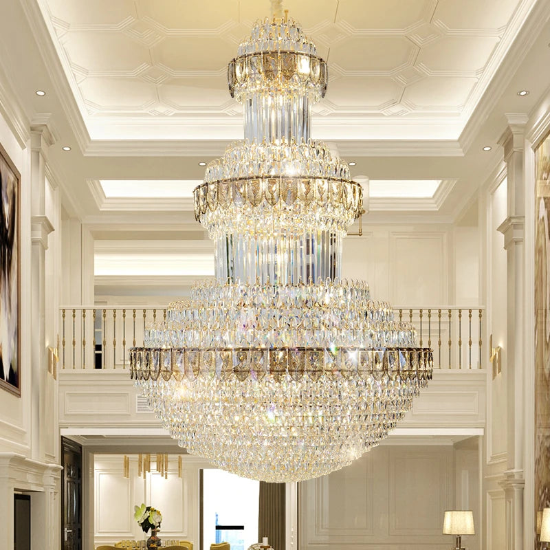 Duplex Villa Floor Luxury Crystal Chandelier Postmodern Light Luxury Hotel Lobby Sales Office Exhibition Hall Lighting