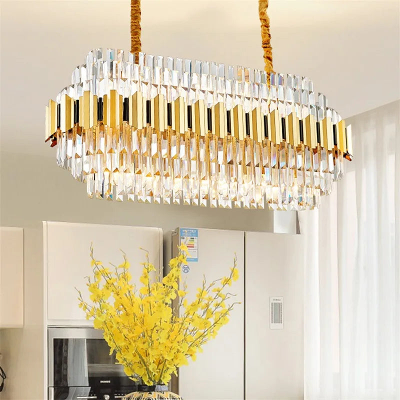 Postmodern Crystal Stainless Steel LED Chandelier