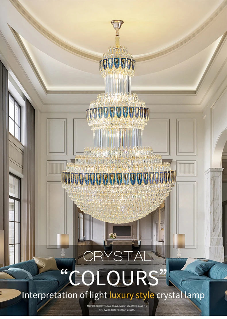 Duplex Villa Floor Luxury Crystal Chandelier Postmodern Light Luxury Hotel Lobby Sales Office Exhibition Hall Lighting