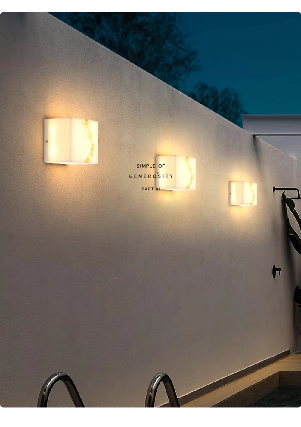 Dimmable LED Marble Cube Wall Light – Waterproof & Elegant Design