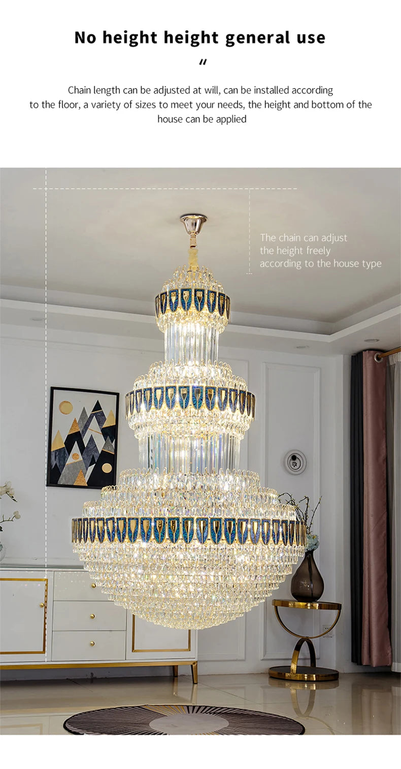 Duplex Villa Floor Luxury Crystal Chandelier Postmodern Light Luxury Hotel Lobby Sales Office Exhibition Hall Lighting