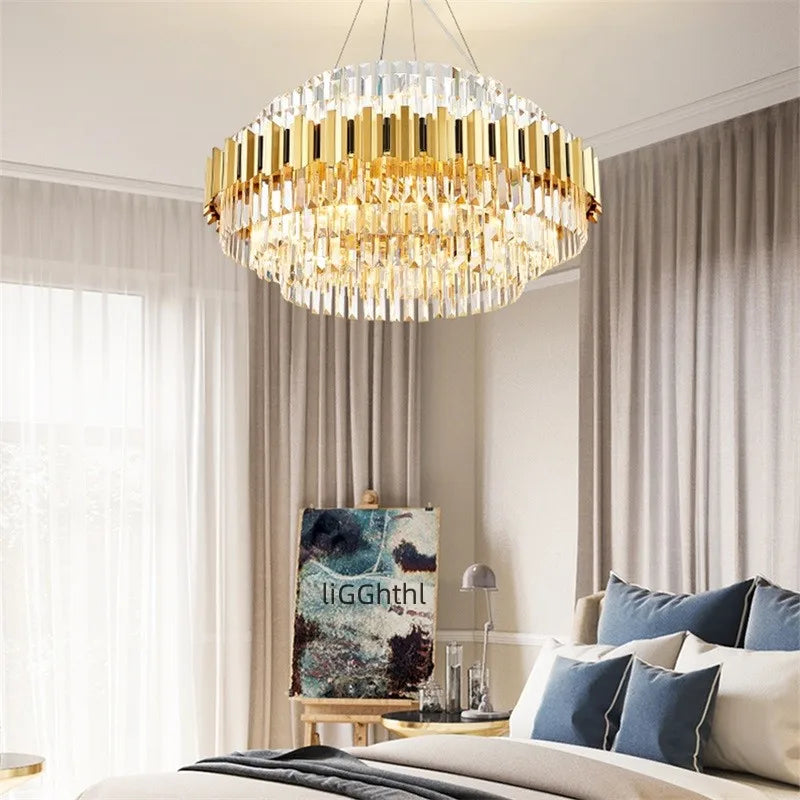 Postmodern Crystal Stainless Steel LED Chandelier