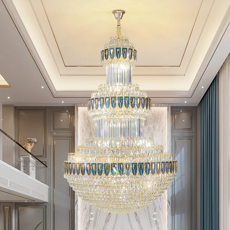 Duplex Villa Floor Luxury Crystal Chandelier Postmodern Light Luxury Hotel Lobby Sales Office Exhibition Hall Lighting