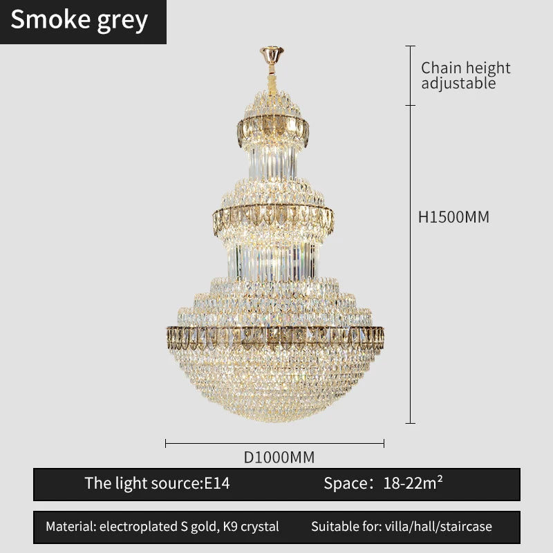 Duplex Villa Floor Luxury Crystal Chandelier Postmodern Light Luxury Hotel Lobby Sales Office Exhibition Hall Lighting