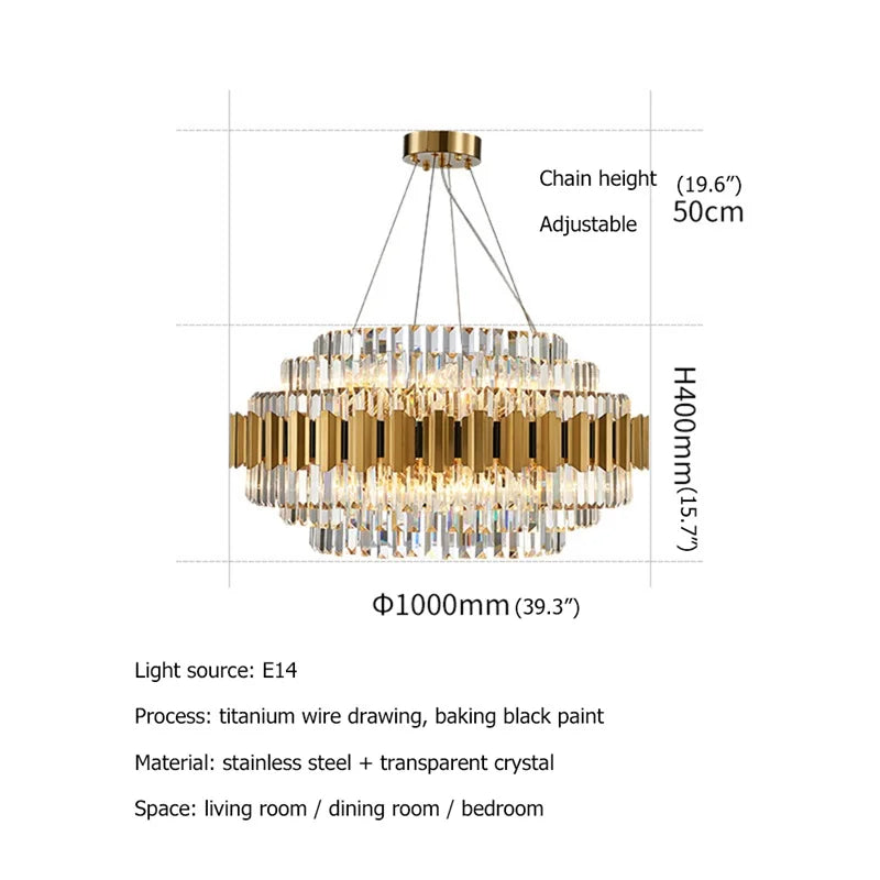 Postmodern Crystal Stainless Steel LED Chandelier