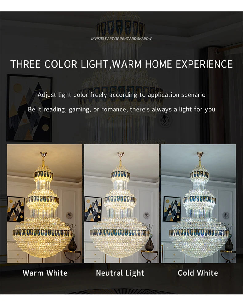 Duplex Villa Floor Luxury Crystal Chandelier Postmodern Light Luxury Hotel Lobby Sales Office Exhibition Hall Lighting