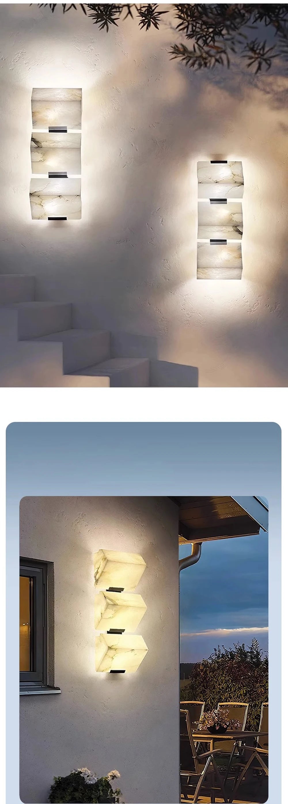 Dimmable LED Marble Cube Wall Light – Waterproof & Elegant Design