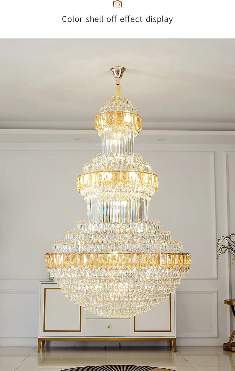 Duplex Villa Floor Luxury Crystal Chandelier Postmodern Light Luxury Hotel Lobby Sales Office Exhibition Hall Lighting