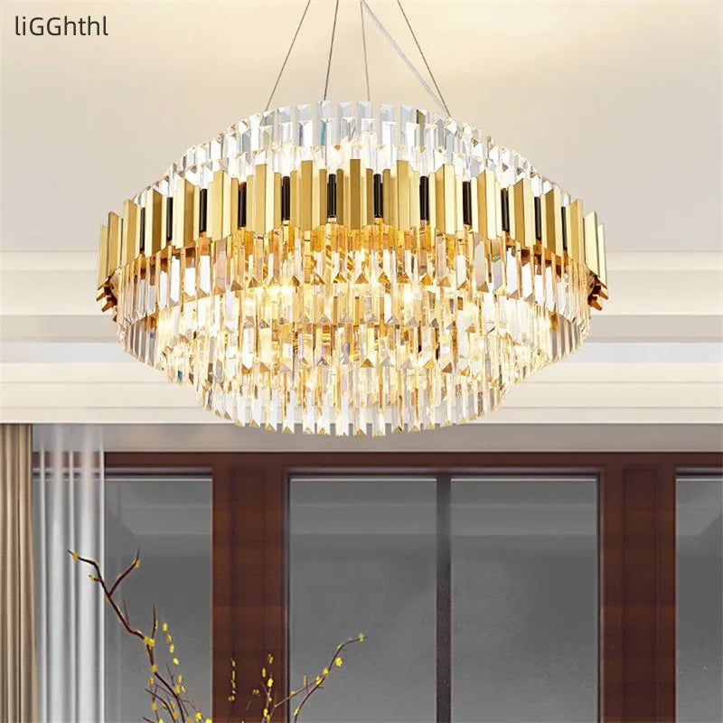 Postmodern Crystal Stainless Steel LED Chandelier